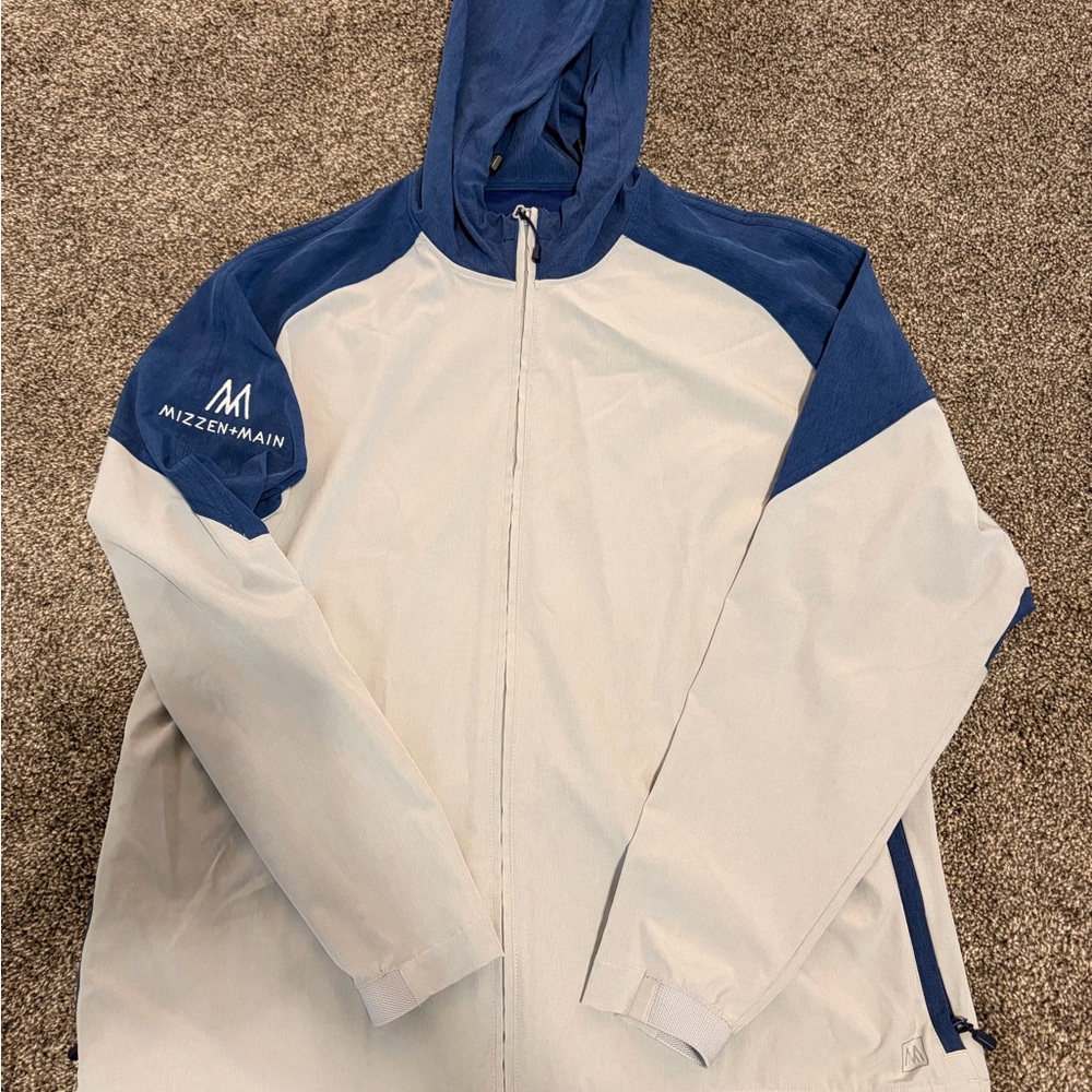 Mizzen+Main Men's Blue and Gray Jacket windbreaker size large NWOT